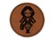 Cute Schoolgirl with Pigtails Round Iron-On Engraved Faux Leather Patch Applique - 2.5"